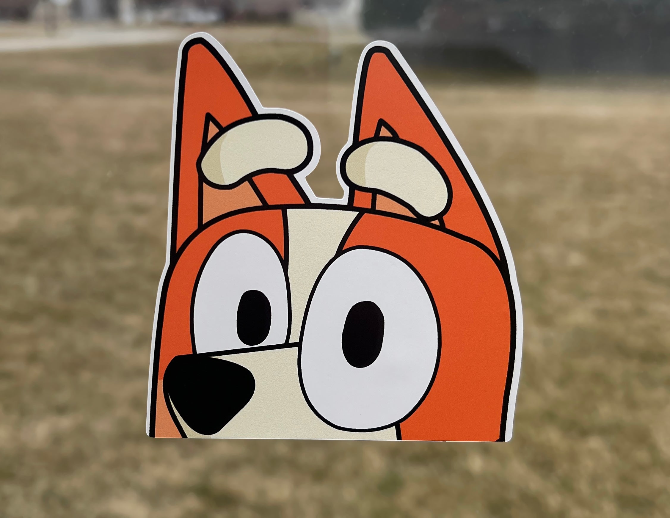 (B88) Orange Puppy Peeker - Dog Family Decal / Sticker